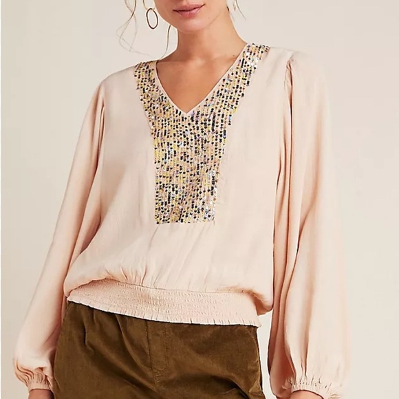 Anthropologie Maeve Kristie blush peasant top - Picture 2 of 8